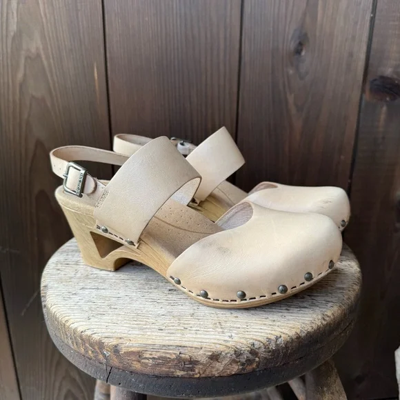 DANSKO THEA LEATHER WOODEN CLOGS - Picture 2 of 7